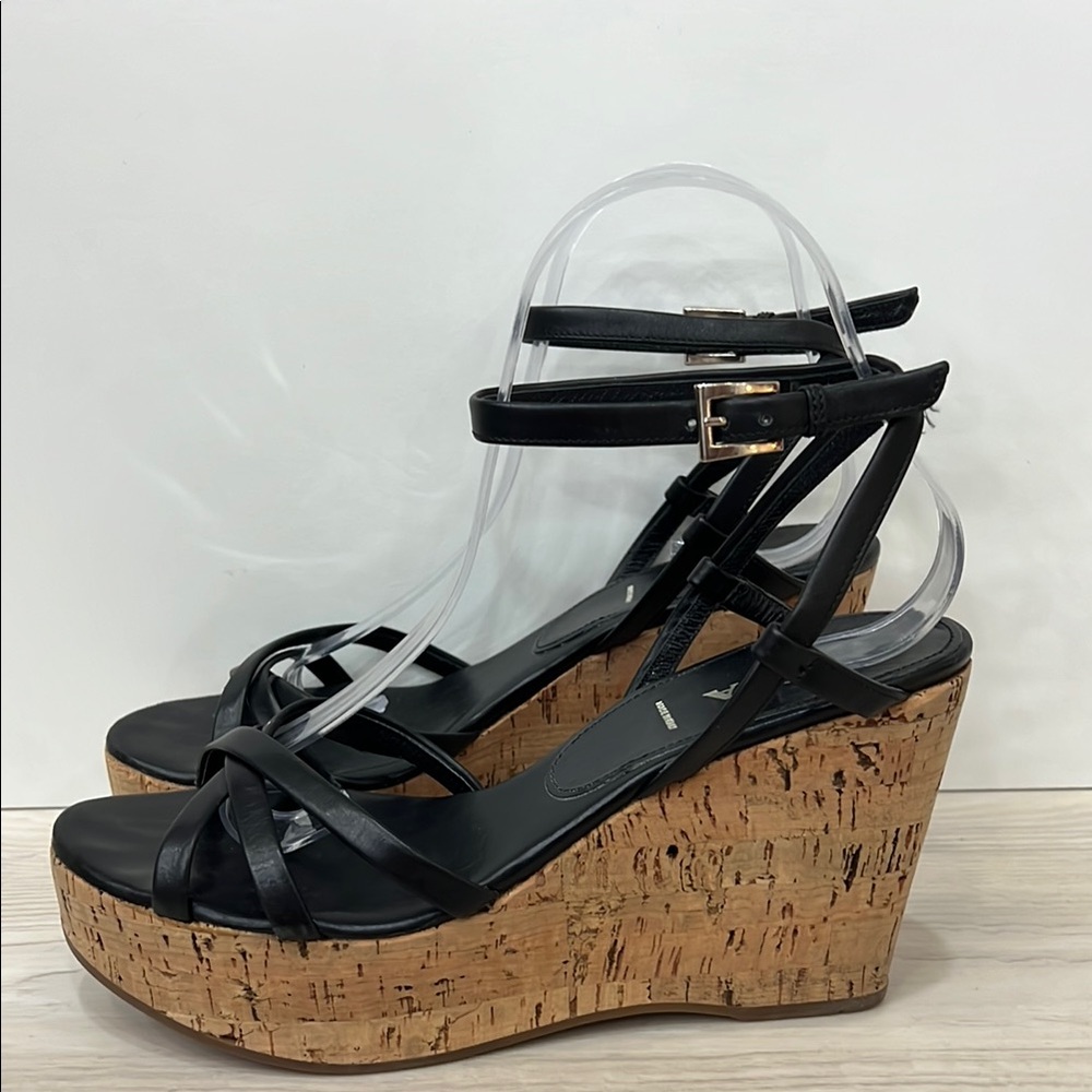 Prada Black Wedge Sandals with Cork Sole - Picture 2 of 8